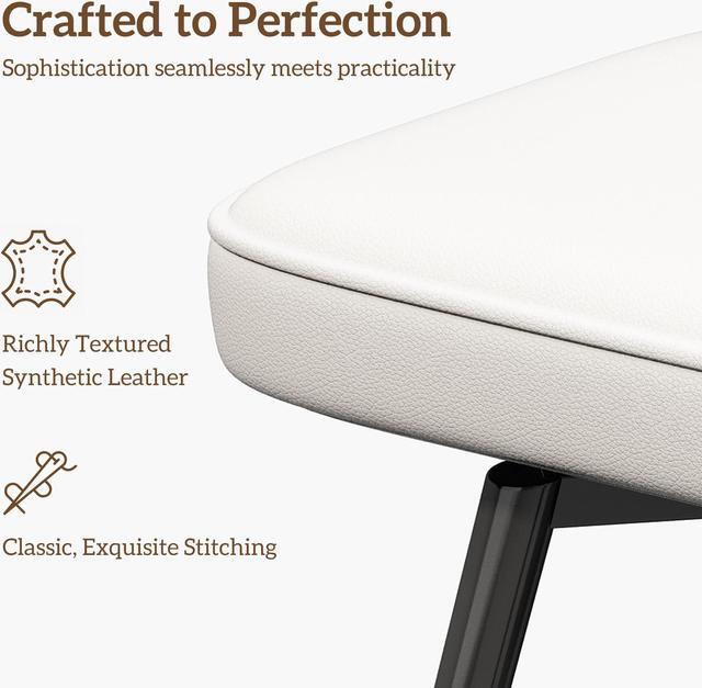 Alt view image 4 of 7 - Ninecer 26" Swivel Bar Stools Set of 2, Modern Counter Height Barstools, Pu Leather Kitchen Stools with Back Footrest Metal Legs, Bar Chairs for Kitchen Island, Cafes, Dining Room,White