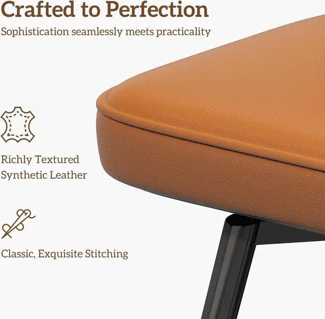 Alt view image 3 of 7 - Ninecer 26" Swivel Bar Stools Set of 2, Modern Counter Height Barstools, Pu Leather Kitchen Stools with Back Footrest Metal Legs, Bar Chairs for Kitchen Island, Cafes, Dining Room,Brown