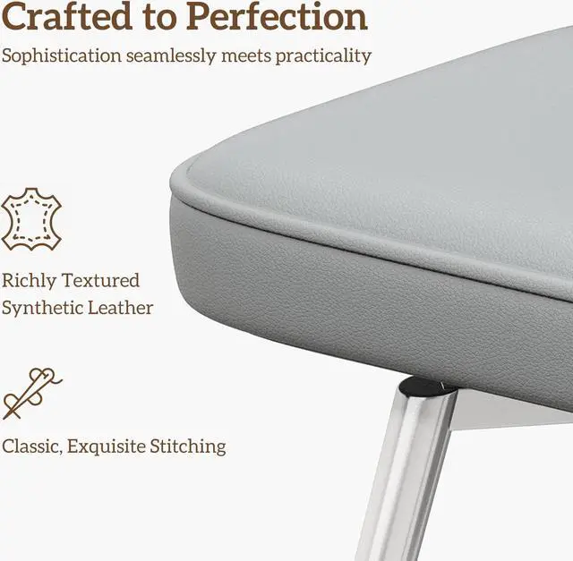 Alt view image 4 of 7 - Ninecer 26" Swivel Bar Stools Set of 2, Modern Counter Height Barstools, Pu Leather Kitchen Stools with Back Footrest Metal Legs, Bar Chairs for Kitchen Island, Cafes, Dining Room,Gray