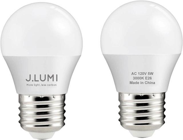 J.LUMI A15 LED Bulbs 5W, LED fridge bulb, 40 watt refrigerator bulb, LED  Refrigerator Light Bulb 40W Equivalent, 3000K Warm, E26 Medium Base, NOT  DIMMABLE (Pack of 2) 