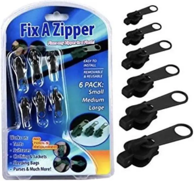 Alt view image 3 of 5 - Universal Zipper Repair Kit - Black (Set of 6 for Quick Repairs)