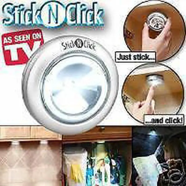 Alt view image 3 of 7 - Round Stick 'N' Click - Peel and Stick LED Lights - Set of 3 - Silver -MO