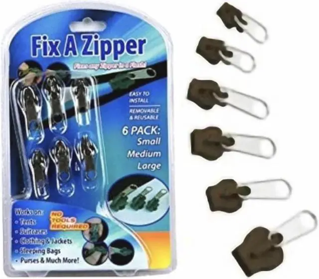 Alt view image 2 of 4 - Zipper Fixers (Brown) - 6-Piece Set for Instant Repair
