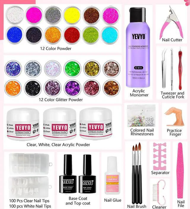 Alt view image 2 of 7 - Professional Nail Kit Set with Everything Included - Perfect for Nail Enthusiasts Professional Nail Kit Set - All-In-One Acrylic System with Practice Hand and Supplies