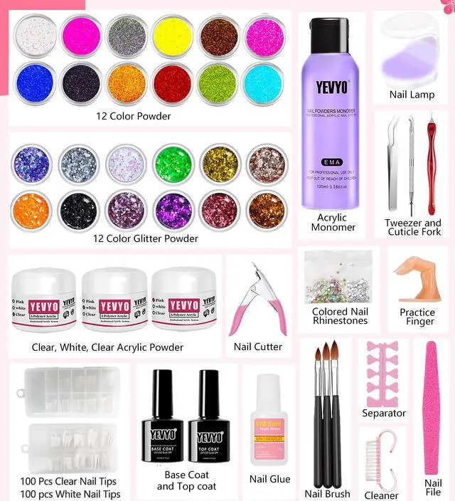 Alt view image 2 of 7 - Professional Nail Kit Set - All-In-One with Practice Hand and Premium Tools Beginner's Acrylic Nail Kit -Complete Set with Practice Hand and Essential Tools
