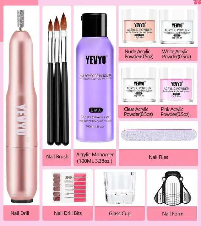 Alt view image 2 of 7 - Nail Powder Kit Acrylic Set with Drill - Design Your Dream Nails Professional Nail Kit with Drill - Elevate Your Nail Art Skills Acrylic Nail Starter Kit with Drill - Perfect for Beginners