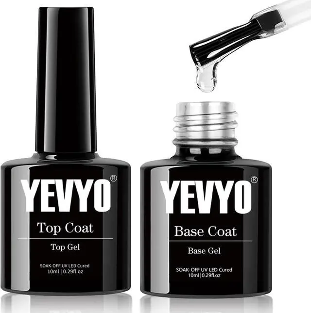 Main image of 2 PCS No Wipe Gel Top Coat And Base Coat Set - Quick Dry Long Lasting Soak off Led Nail Lamp Nail Base Coat and Top Coat Set for Home DIY 10 ml Bottle