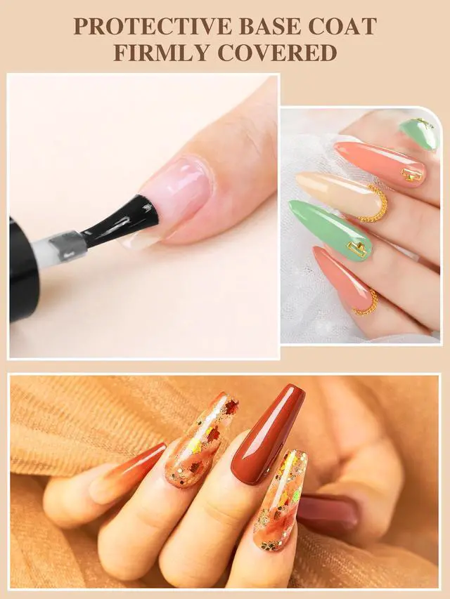 Alt view image 4 of 7 - 2 PCS No Wipe Gel Top Coat And Base Coat Set - Quick Dry Long Lasting Soak off Led Nail Lamp Nail Base Coat and Top Coat Set for Home DIY 10 ml Bottle