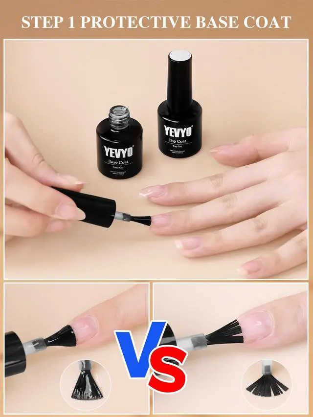 Alt view image 6 of 7 - 2 PCS No Wipe Gel Top Coat And Base Coat Set - Quick Dry Long Lasting Soak off Led Nail Lamp Nail Base Coat and Top Coat Set for Home DIY 10 ml Bottle