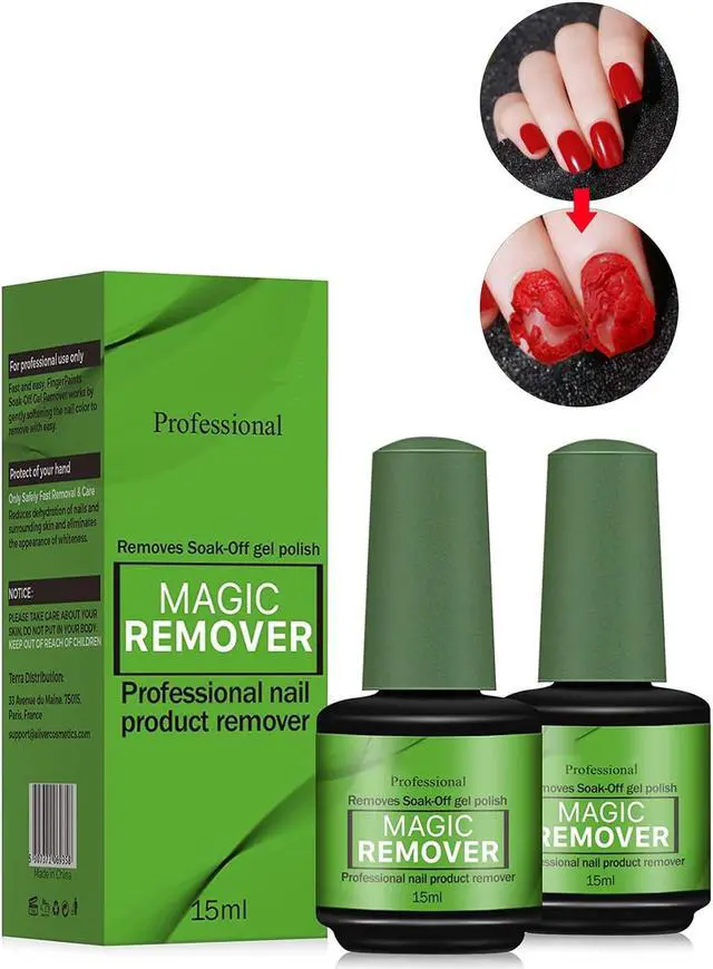 Alt view image 2 of 7 - Gel Nail Polish Remover, (2Pcs) Gel Nail Removal Easily & Quickly Removes Soak-Off Gel Polish, Don't Hurt Nails, Professional Non-Irritating Nail Polish Remover-15ml