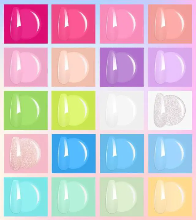 Alt view image 2 of 7 - 23Pcs Gel Nail Polish kit, 20 Colors Pastel Spring Summer Gel Nail Polish Sets with 3Pcs Glossy Matte Top Base Coat, Professional Salon Manicure Gift Diy at Home for Women Girls Beginners