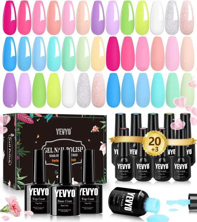 Main image of 23Pcs Gel Nail Polish kit, 20 Colors Pastel Spring Summer Gel Nail Polish Sets with 3Pcs Glossy Matte Top Base Coat, Professional Salon Manicure Gift Diy at Home for Women Girls Beginners