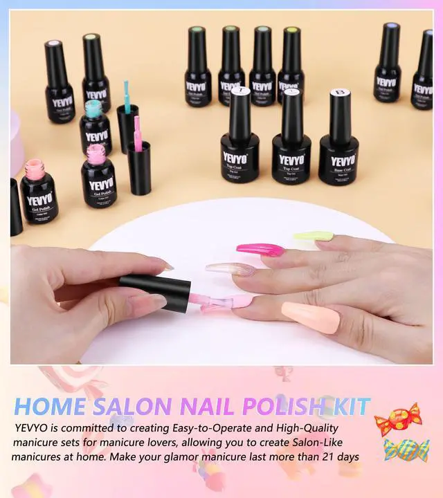 Alt view image 5 of 7 - 23Pcs Gel Nail Polish kit, 20 Colors Pastel Spring Summer Gel Nail Polish Sets with 3Pcs Glossy Matte Top Base Coat, Professional Salon Manicure Gift Diy at Home for Women Girls Beginners