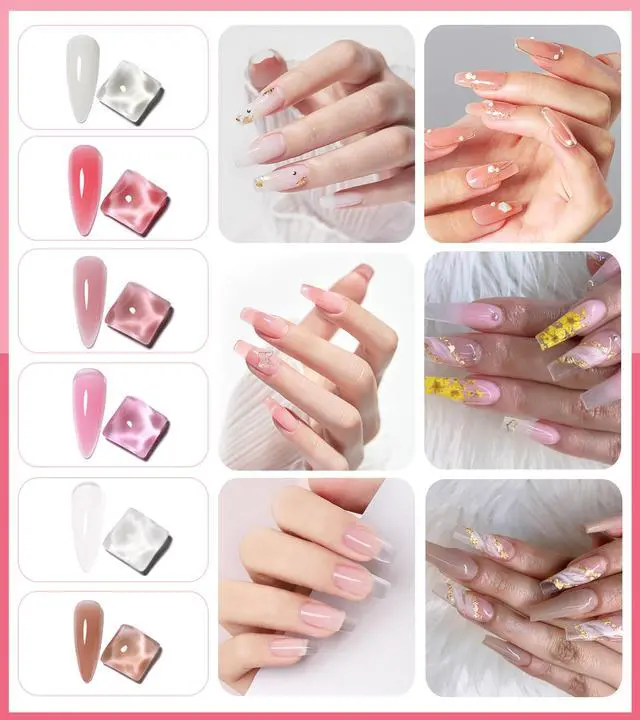 Alt view image 2 of 6 - Poly Gel Nail Kit, YEVYO Poly Nail Gel Kit with UV Lamp for Beginners with Everything, Gel Extension Nail Kit with Slip Solution
