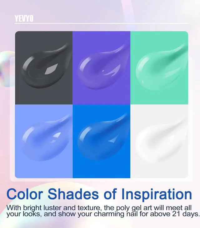 Alt view image 2 of 7 - Poly Gel Nail Kit, YEVYO Poly Nail Gel Kit with UV Lamp for Beginners with Everything, Gel Extension Nail Kit with Slip Solution