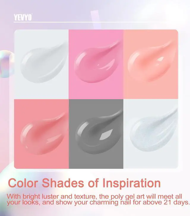 Alt view image 2 of 6 - Poly Gel Nail Kit, YEVYO Poly Nail Gel Kit with UV Lamp for Beginners with Everything, Gel Extension Nail Kit with Slip Solution