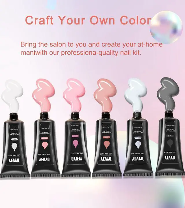 Alt view image 5 of 6 - Poly Gel Nail Kit, YEVYO Poly Nail Gel Kit with UV Lamp for Beginners with Everything, Gel Extension Nail Kit with Slip Solution