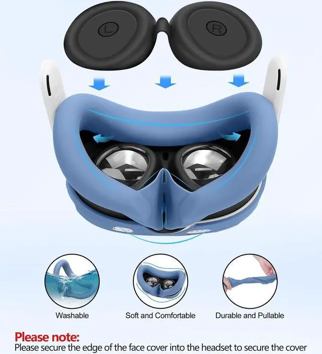Alt view image 5 of 7 - Silicone Cover Set Compatible with Oculus/Meta Quest 3, VR Accessories Protective Cover Includes Controller Grips, Front Shell Headset Cover and Face Cover (Haze Blue)