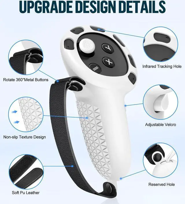 Alt view image 3 of 7 - Silicone Cover Set Compatible with Oculus/Meta Quest 3, VR Accessories Protective Cover Includes Controller Grips, Front Shell Headset Cover and Face Cover (White)