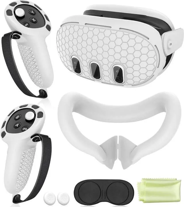 Main image of Silicone Cover Set Compatible with Oculus/Meta Quest 3, VR Accessories Protective Cover Includes Controller Grips, Front Shell Headset Cover and Face Cover (White)