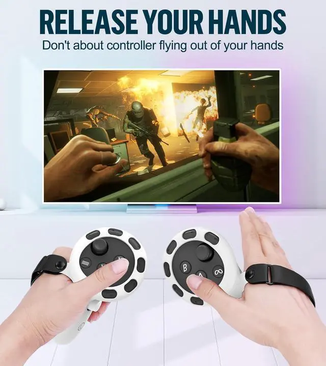Alt view image 4 of 7 - Silicone Cover Set Compatible with Oculus/Meta Quest 3, VR Accessories Protective Cover Includes Controller Grips, Front Shell Headset Cover and Face Cover (White)