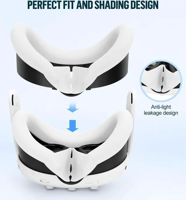 Alt view image 6 of 7 - Silicone Cover Set Compatible with Oculus/Meta Quest 3, VR Accessories Protective Cover Includes Controller Grips, Front Shell Headset Cover and Face Cover (White)