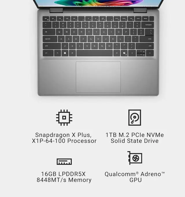 Alt view image 2 of 7 - Dell Copilot + Inspiron 14 PC 5441 Laptop - 14-inch FHD+ (1920x1200) Display, Snapdragon X Plus - X1P-64-100, 16GB LPDDR5X RAM, 1TB SSD, Qualcomm Adreno, Windows 11 Home, Onsite Service - Titan Gray