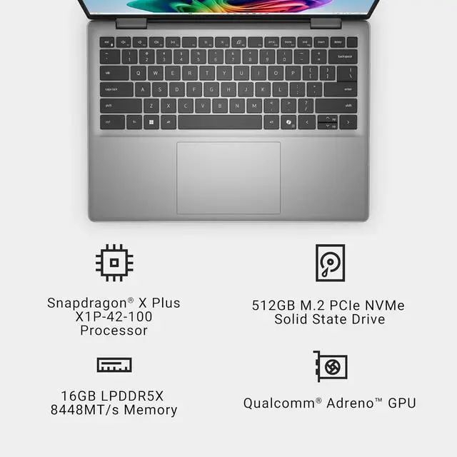 Alt view image 3 of 7 - Dell Inspiron 14" FHD+ Laptop Snapdragon X1-26, 16GB, 512GB SSD, Win 11, Titan