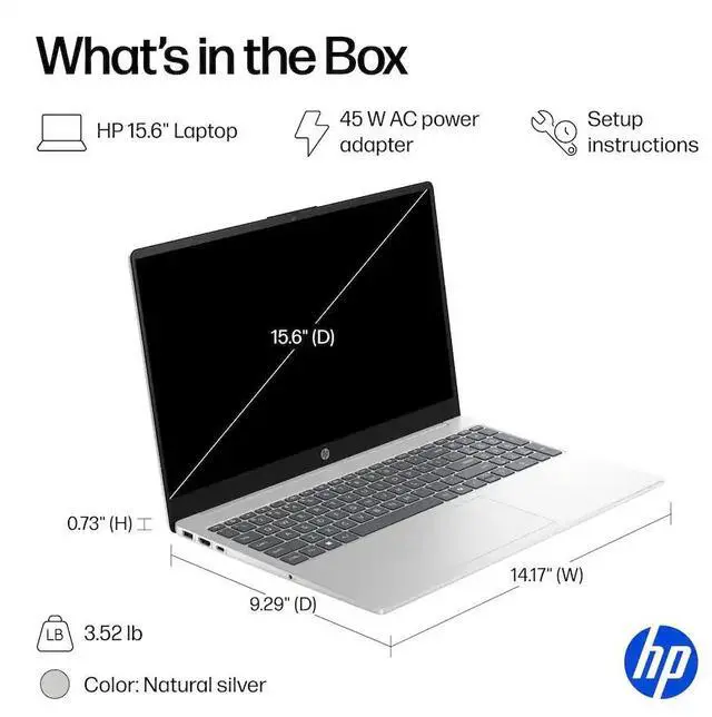 Alt view image 6 of 6 - HP - 15.6" Laptop, Intel Core i3-N305 Processor, 8GB Memory - 128GB UFS, Windows 11 Home, Natural Silver (15-fd0113dx)