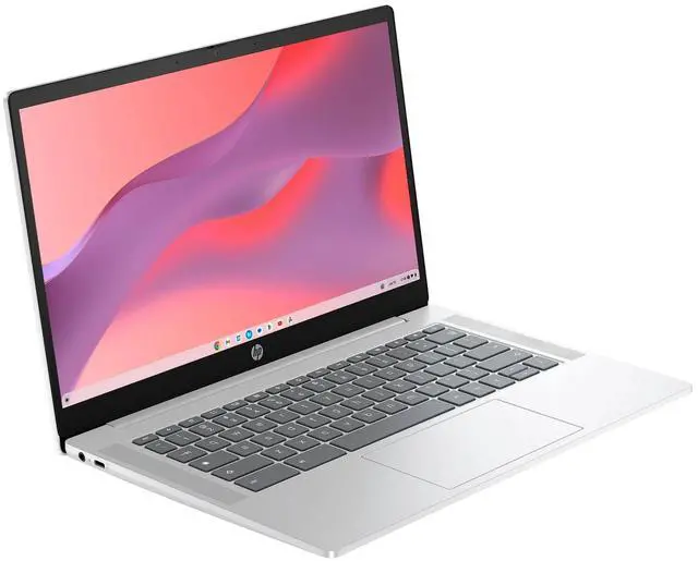 Alt view image 3 of 7 - HP 14 inch Chromebook Laptop, Intel Processor N200, 4GB RAM - 128GB UFS, Chrome OS - Glacier Silver