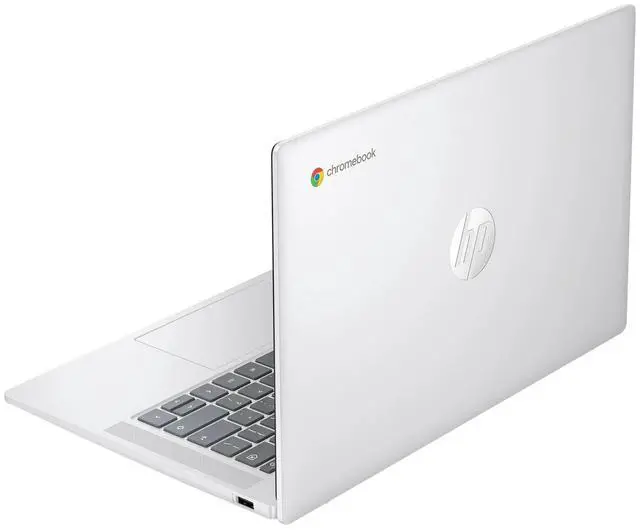 Alt view image 7 of 7 - HP 14 inch Chromebook Laptop, Intel Processor N200, 4GB RAM - 128GB UFS, Chrome OS - Glacier Silver