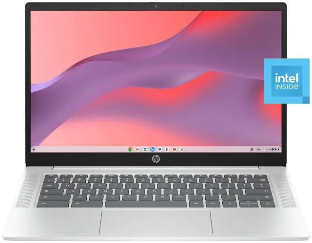 Main image of HP 14 inch Chromebook Laptop, Intel Processor N200, 4GB RAM - 128GB UFS, Chrome OS - Glacier Silver