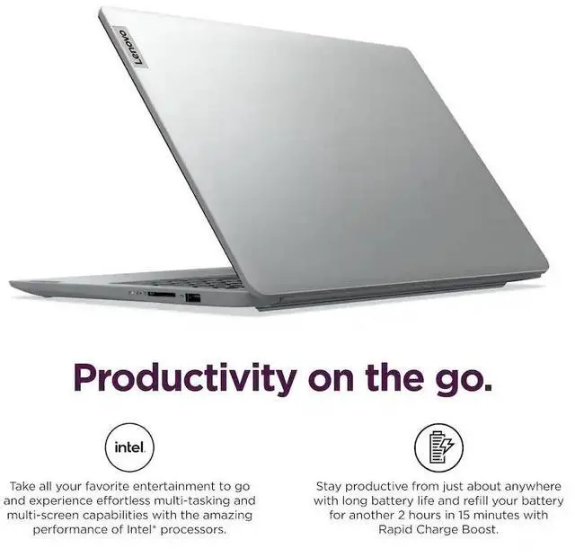 Alt view image 4 of 7 - Lenovo IdeaPad 1i - 15.6 Inch FHD (1920x1080) Laptop, Intel Core i5-1335U Processor, 16GB Memory - 256GB SSD, Windows 11 Home - Cloud Grey