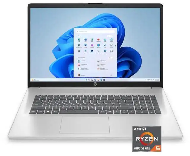 Main image of HP 17.3 inch (1920x1080) FHD Laptop, AMD Ryzen 5 7520U Processor, 8GB LPDDR5 RAM - 512GB PCIe NVMe SSD, Windows 11 Home - Natural Silver (17-cp2025dx)