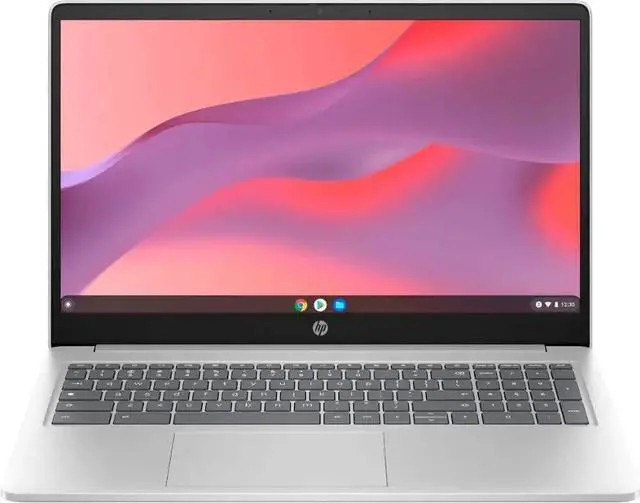 HP Chromebook 15.6 Inch HD (1366 x 768) Laptop, Intel Processor N200, 8GB DDR5 RAM - 64GB eMMC, Chrome OS, Natural Silver