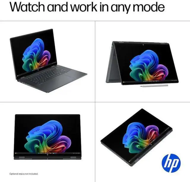 Alt view image 3 of 7 - HP OmniBook X Flip (Copilot+PC) 2 -in-1 Laptop - 16 inch 3K (2880x1800) Touchscreen 120Hz OLED Display, Intel Core Ultra 9-288V, 32 GB LPDDR5x RAM - 2 TB SSD PCIe, Windows 11 Home - Eclipse Grey