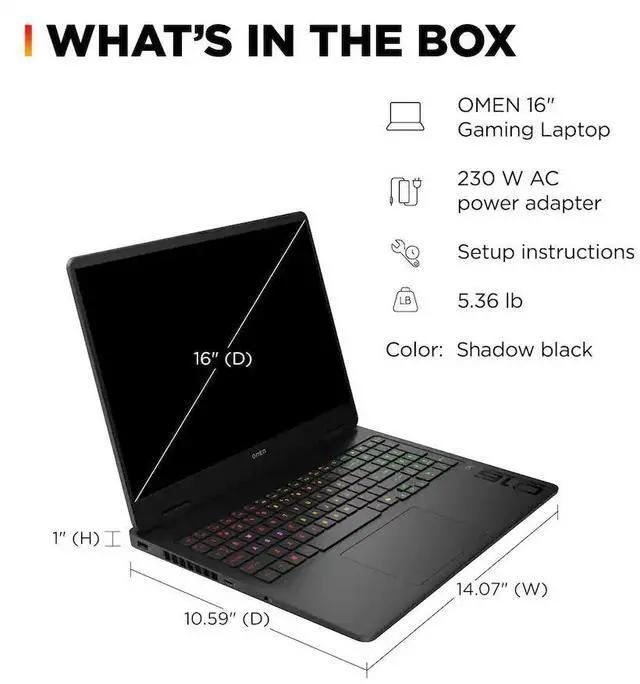 Alt view image 4 of 7 - HP OMEN Gaming Laptop - 16 Inch 2K (1920x1200) 144Hz IPS Display, Intel Core Ultra 7 255H w AI Boost, 16GB RAM - 1TB SSD, NVIDIA GeForce RTX 5060 8GB GDDR7, Windows 11 Home - Shadow Black(16-am0073dx)