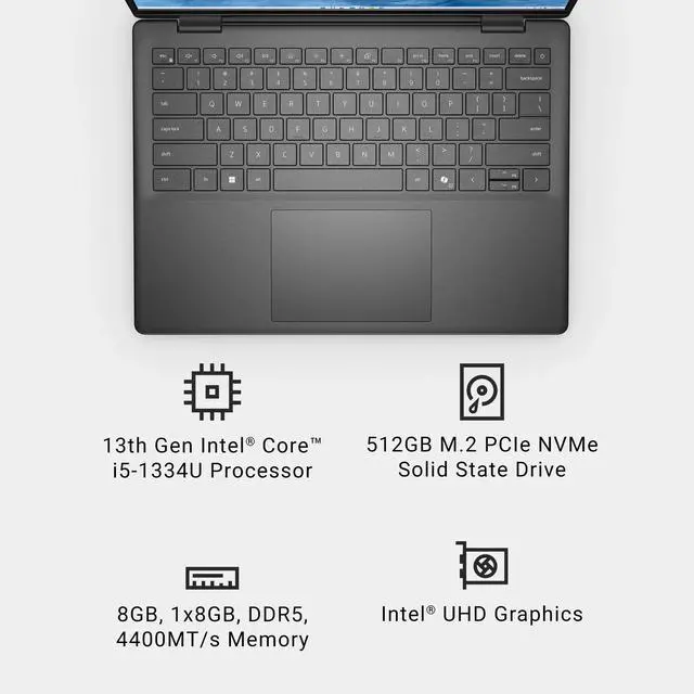 Alt view image 3 of 6 - Dell Inspiron 5440 - 14 Inch FHD+ (1920x1200) Laptop, Intel Core i5-1334U Processor, 8GB RAM, 512GB SSD, Windows 11 Home, Carbon Black