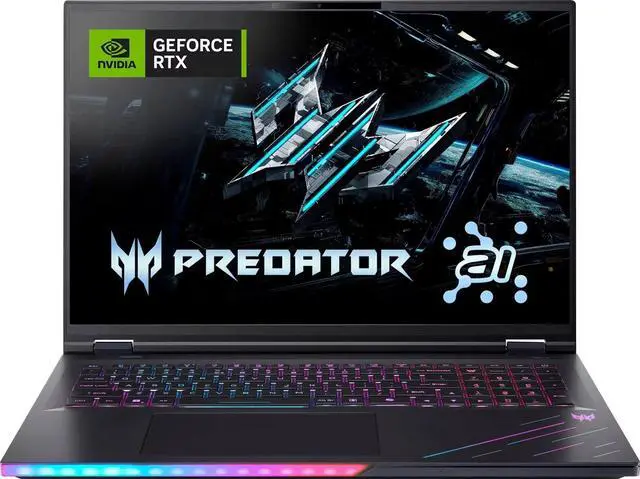 Main image of Acer Predator Helios 18 Mini LED AI Gaming Laptop - 18 inch WQUXGA (3840x2400) 240Hz OLED Display, Intel Core Ultra 9 275HX, 64GB DDR5 RAM - 2 TB SSD, NVIDIA RTX 5090 24GB GDDR7,Windows 11 Home, Black