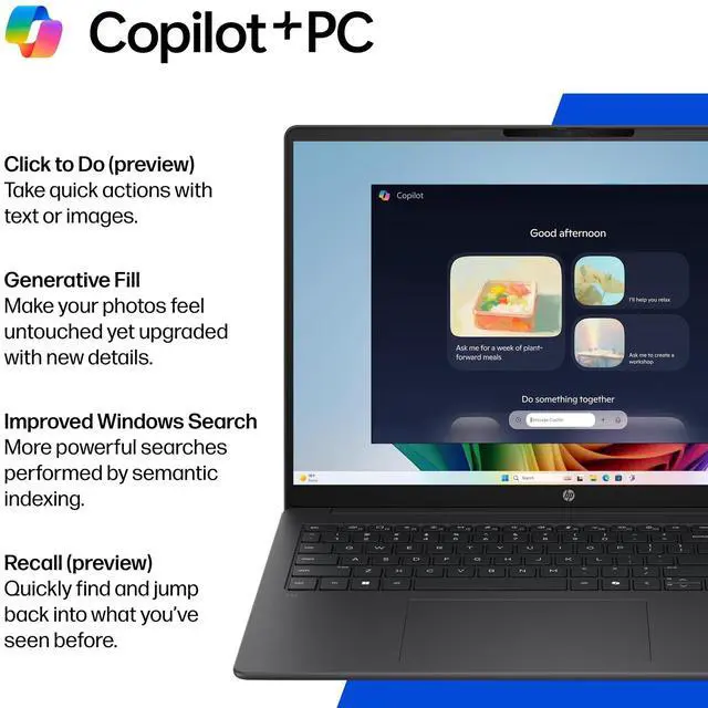 Alt view image 6 of 7 - HP OmniBook 3 (Copilot+ PC) - 16 Inch FHD+ (1920x1200) Laptop, Snapdragon X (X1 26 100) Processor, 16GB RAM - 512GB SSD, AMD Radeon 740M Graphics, Windows 11 Home - Mica Silver