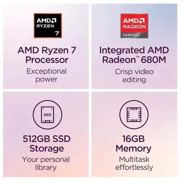 Alt view image 2 of 7 - Lenovo IdeaPad Slim 3 - 15.3 inch 2K (1920x1200) Touchscreen Laptop - AMD Ryzen 7 170, 16GB RAM - 512GB SSD, AMD Radeon Graphics, Windows 11 Home - Luna Grey (83K700TUUS)