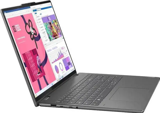 Alt view image 5 of 7 - Lenovo Yoga 7 - 16 inch FHD+ (1920x1200) IPS Touchscreen (2-in-1) Laptop, Intel Ultra 7 155U Processor, 16GB RAM - 1TB SSD, Backlit Keyboard FP Reader, Windows 11 Home - Storm Grey (83DL0002US)
