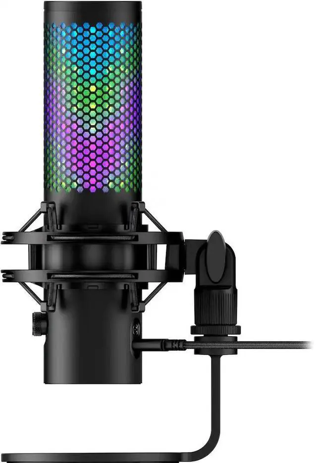 Alt view image 7 of 7 - HyperX QuadCast 2 S - USB Microphone with RGB Lighting Streaming and Podcasting with On-Board Controls LED Lighting Removable Shock Mount PC Mac USB-C - Black