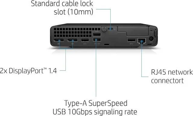 Alt view image 4 of 7 - HP EliteDesk 800 G6 Desktop Mini, Intel Core i5-10500 Processor, 16GB RAM - 512GB SSD, Windows 11 Pro - Black, Keyboard & Mouse Included