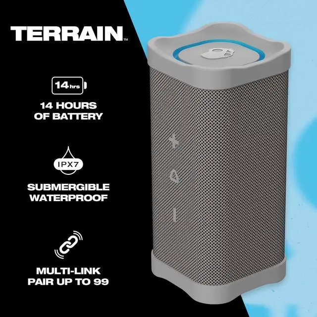 Alt view image 2 of 7 - Skullcandy Terrain XT - Medium Compact Tough Wireless Speaker - Light Grey