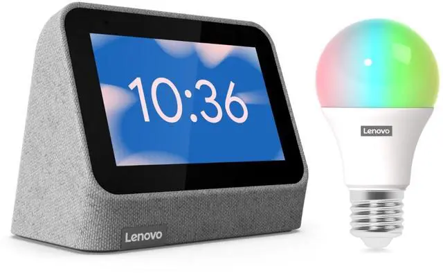 Main image of Lenovo Smart Clock - Gen 2 Grey with Color Smart Bulb (ZA970062US)