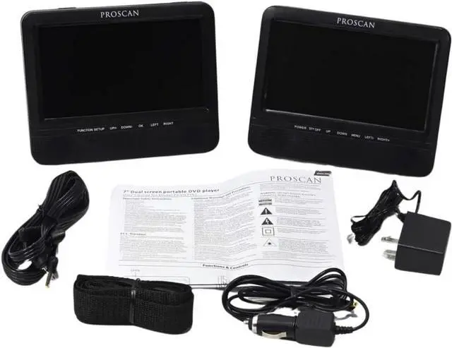 Alt view image 6 of 7 - Proscan 7 Inch Dual Screen Portable CD DVD Player with SD Card slot, USB, PDVD7751 - Black