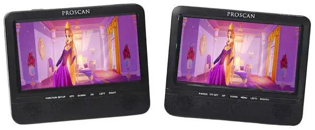 Main image of Proscan 7 Inch Dual Screen Portable CD DVD Player with SD Card slot, USB, PDVD7751 - Black
