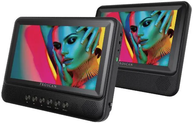 Alt view image 2 of 7 - Proscan 7 Inch Dual Screen Portable CD DVD Player with SD Card slot, USB, PDVD7751 - Black