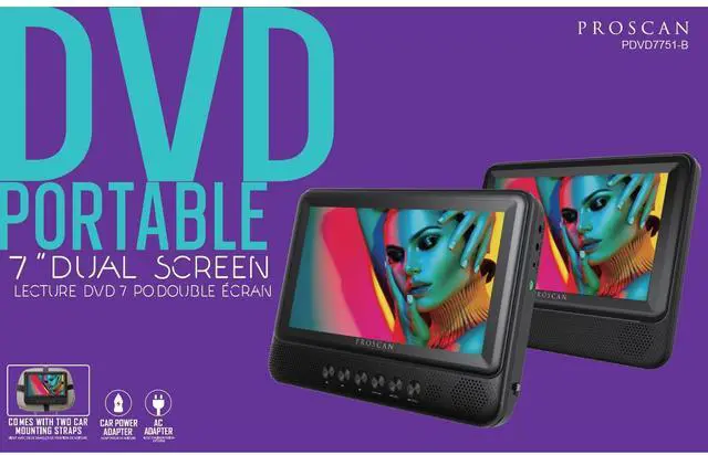 Alt view image 7 of 7 - Proscan 7 Inch Dual Screen Portable CD DVD Player with SD Card slot, USB, PDVD7751 - Black